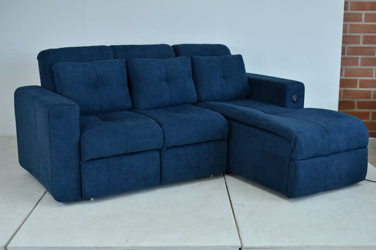 SOFÁ CAMA RINCONERO BOURBON MICROFIBRA AZUL