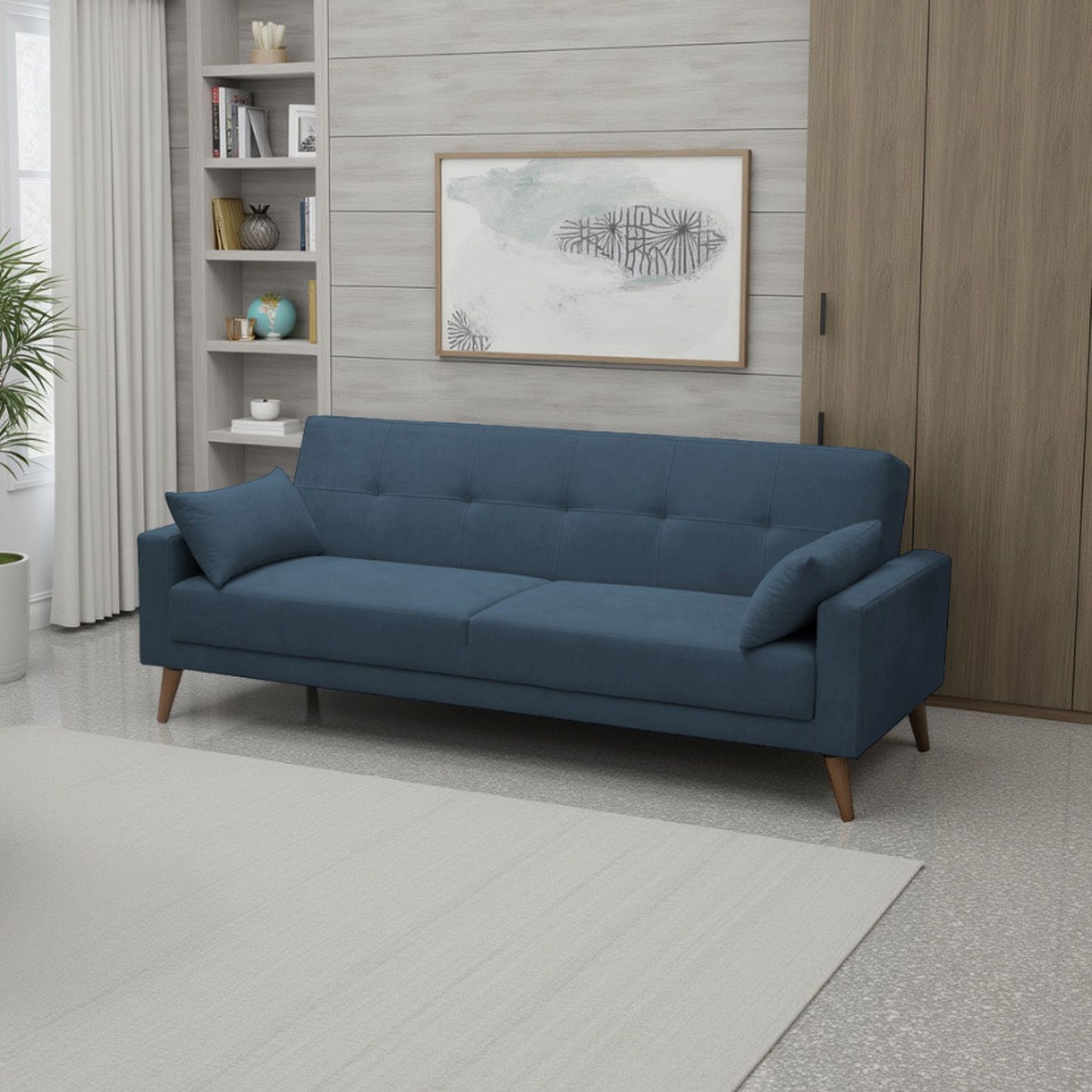 SOFA CAMA TOVIC  MICROFIBRA AZUL