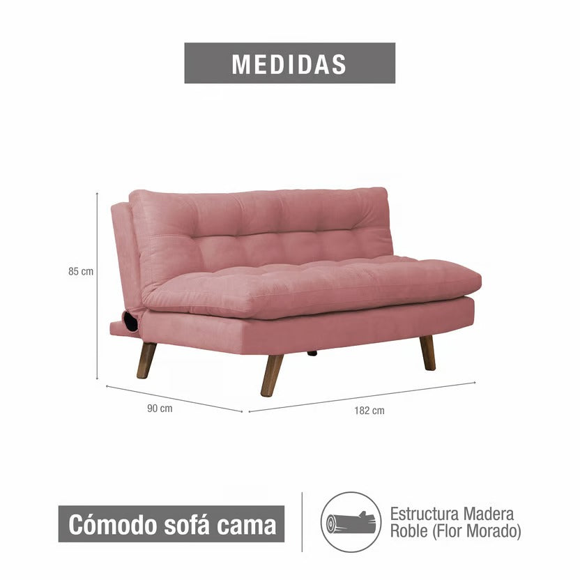 Sofa cama zur natural microfibra rosa