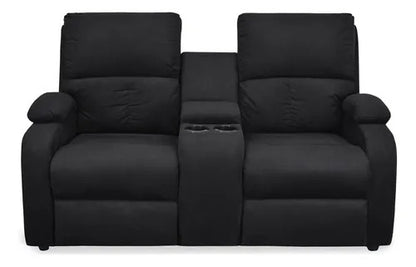 SOFA RECLINABLE AMBER  2P CONSOLA MICROFIBRA NEGRO