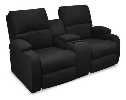 SOFA RECLINABLE AMBER  2P CONSOLA MICROFIBRA NEGRO