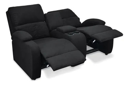 SOFA RECLINABLE AMBER  2P CONSOLA MICROFIBRA NEGRO