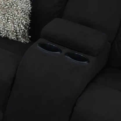 SOFA RECLINABLE AMBER  2P CONSOLA MICROFIBRA NEGRO