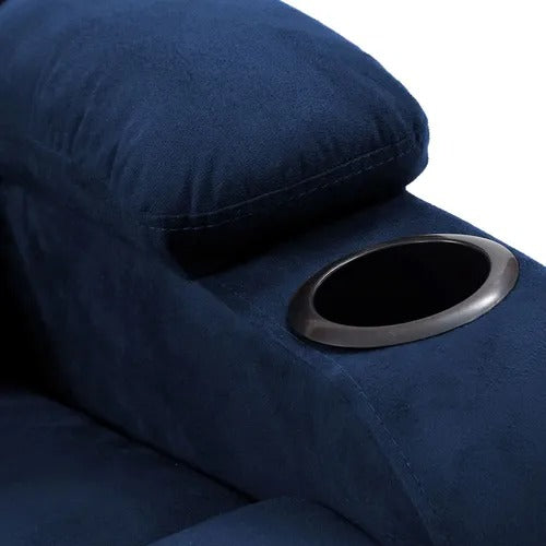 SOFA RECLINABLE AMBER 3 PUESTOS  MICROFIBRA AZUL