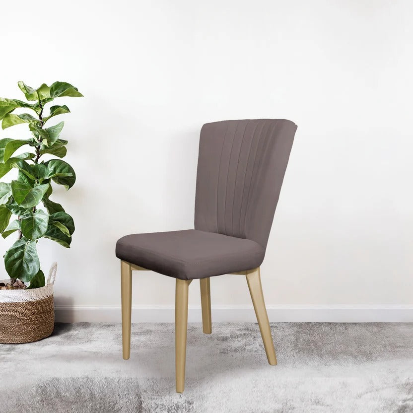 Set x2 sillas de comedor regina microfibra taupe champaña