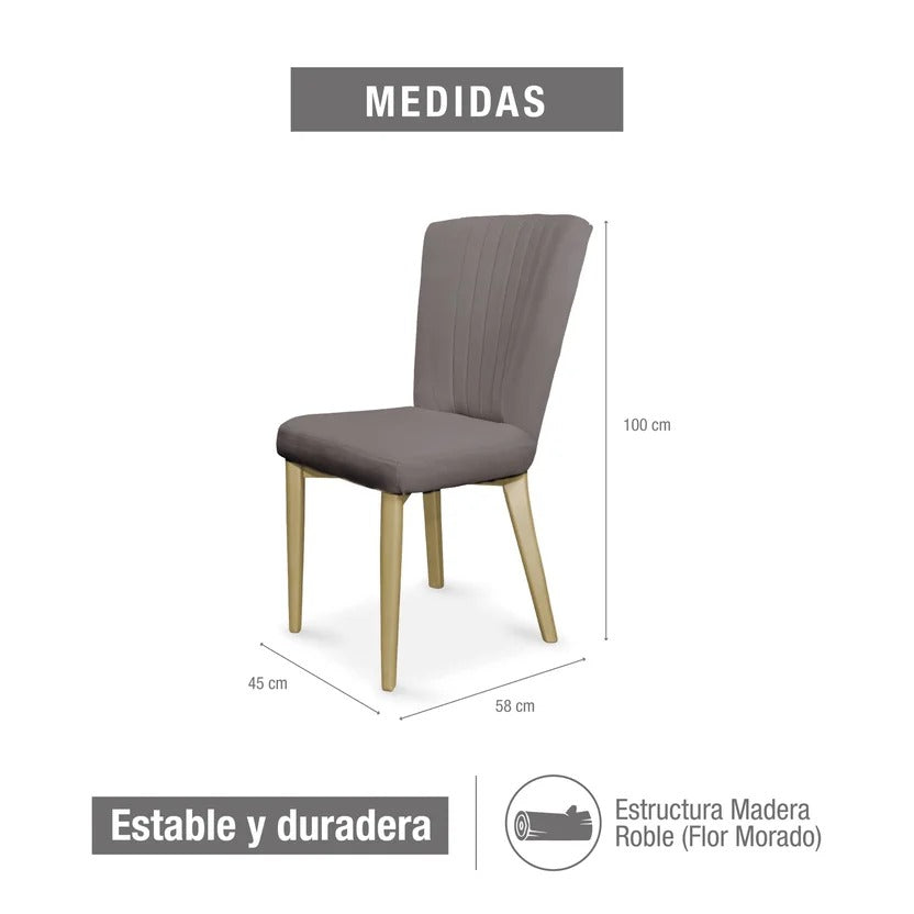 Set x2 sillas de comedor regina microfibra taupe champaña