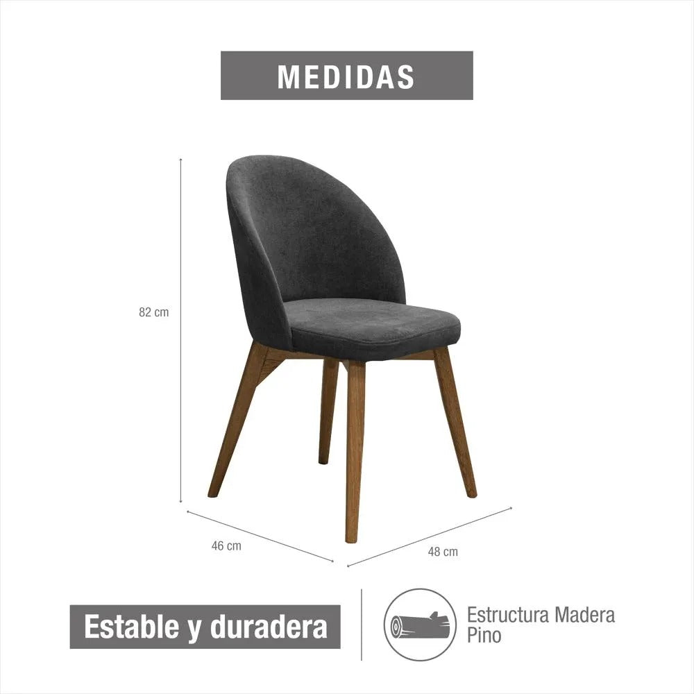 SET X2 SILLA COMEDOR NOVA PATAS NATURAL  GRIS PLOMO