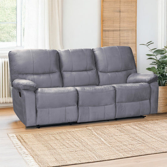 SOFA RECLINABLE  GALL 3 PUESTOS MICROFIBRA GRIS PLOMO