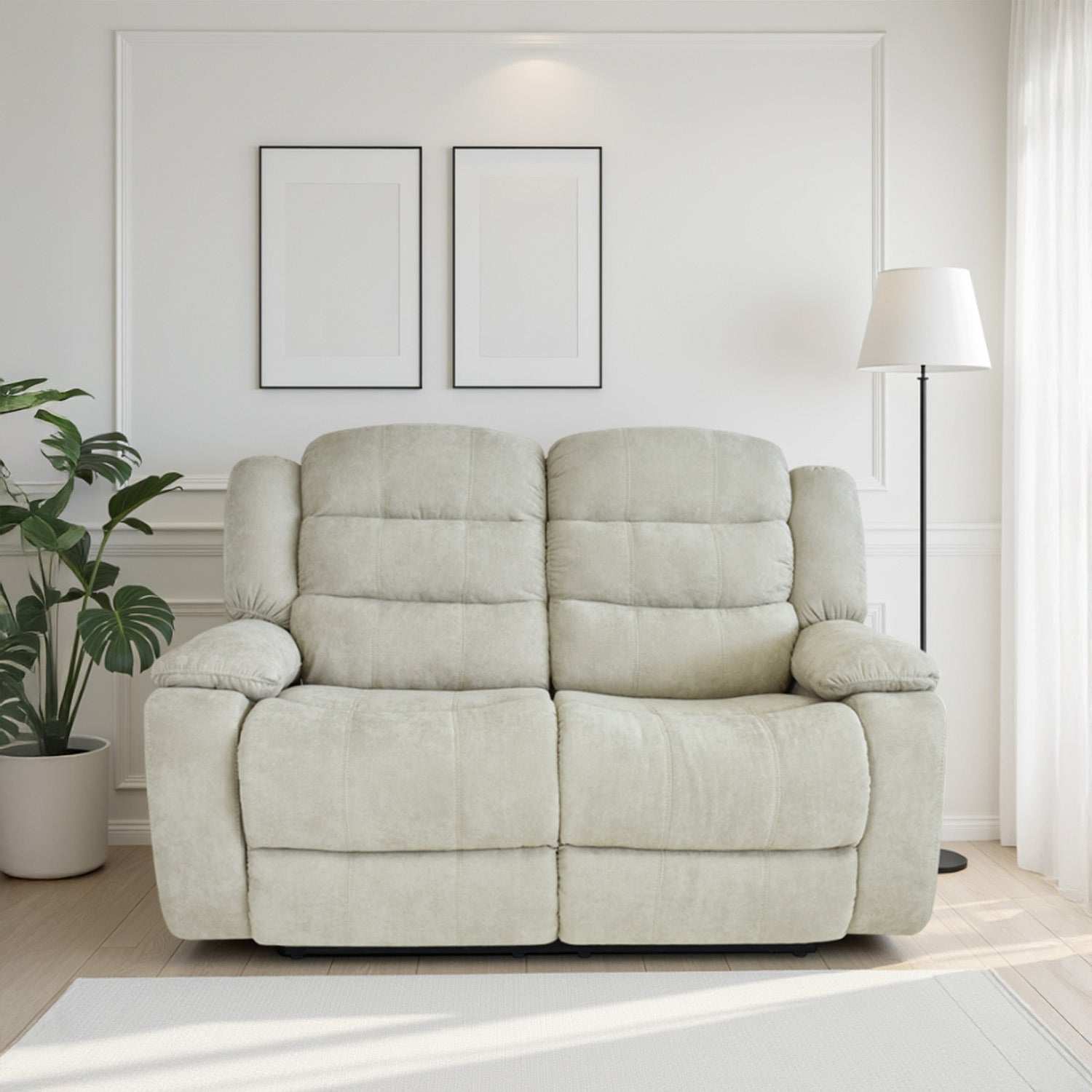 Sofá reclinable grand de 2 puestos en microfibra camel