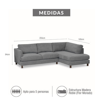 SALA RINCONERA SHELLY DERECHA KAZAN GRIS PLOMO