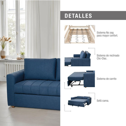 SOFA CAMA KENIA  140  MICROFIBRA AZUL