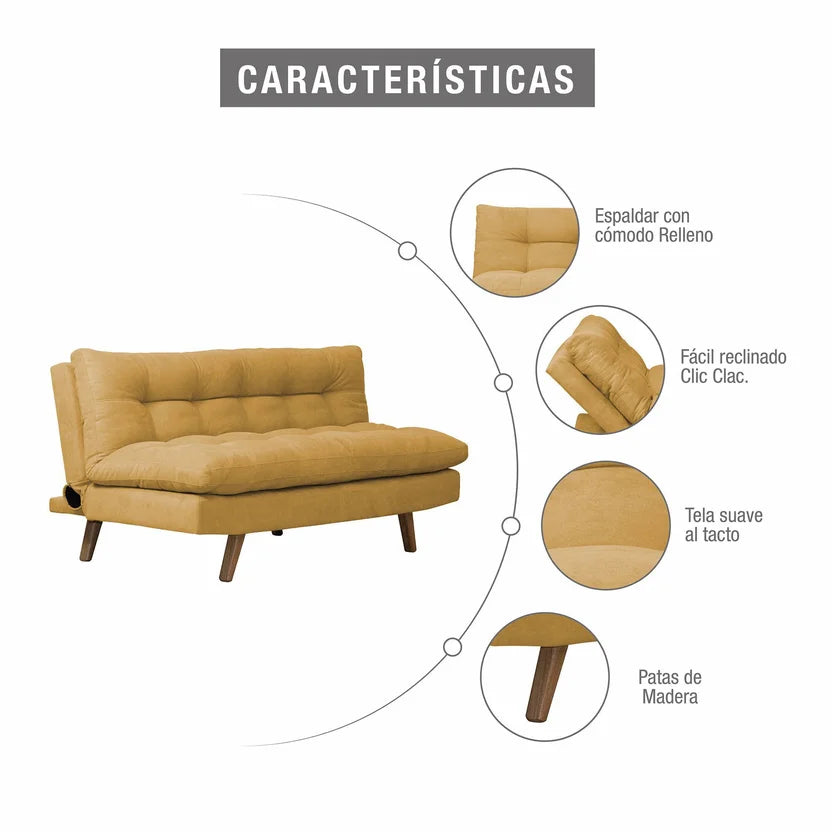 SOFA CAMA ZUR  NATURAL MICROFIBRA  MOSTAZA