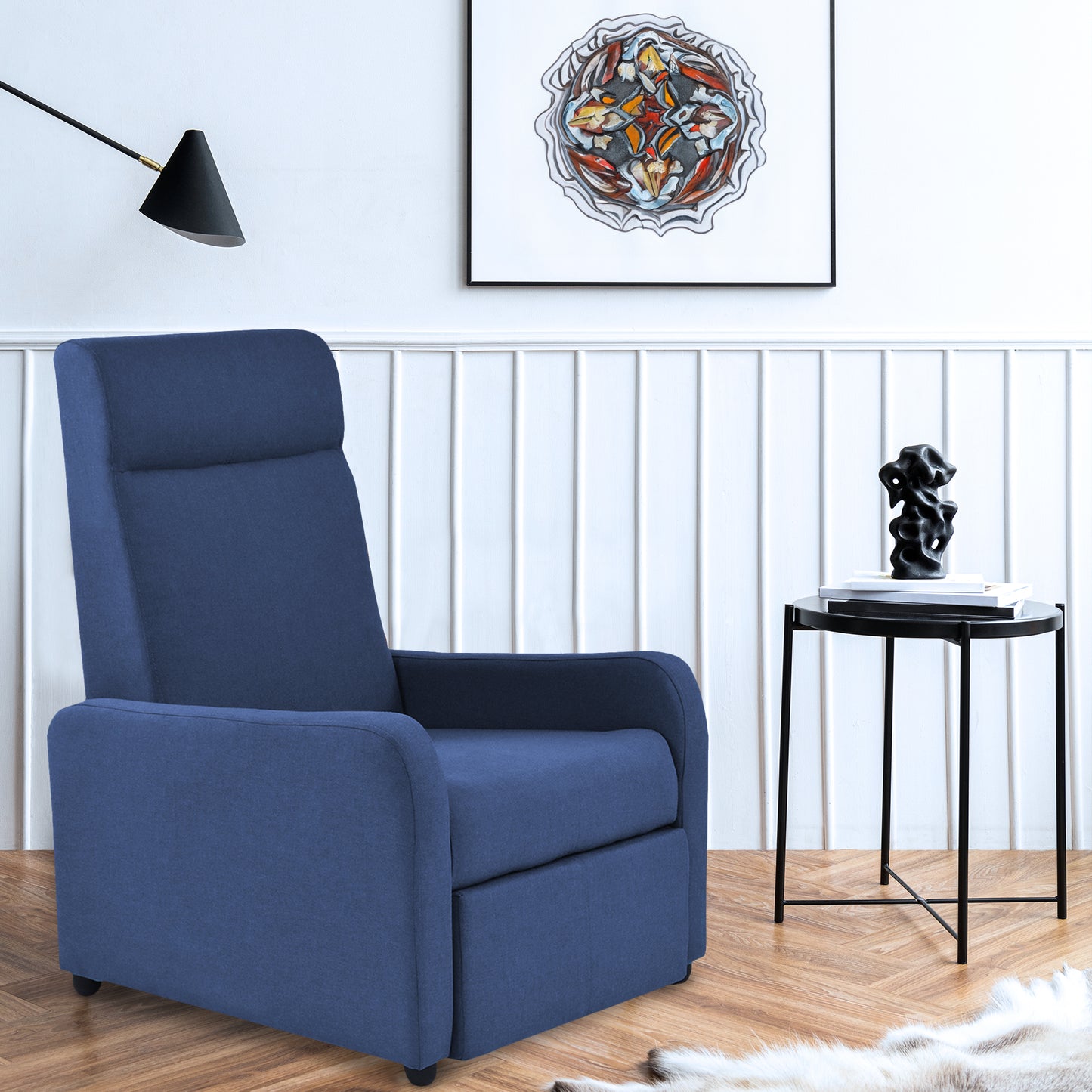 SILLA RECLINABLE PRAXIS  MICROFIBRA AZUL