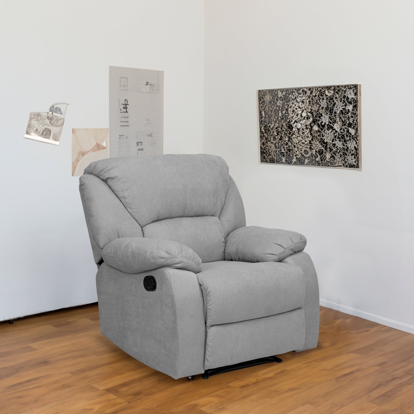 SILLA RECLINABLE OHIO ESTATICA MICROFIBRA PLATA
