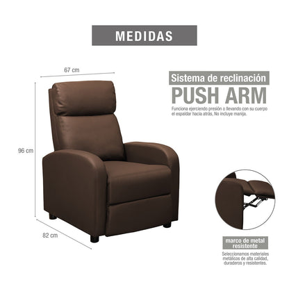 Silla reclinable daly 1 puesto estatico sintetico chocolate