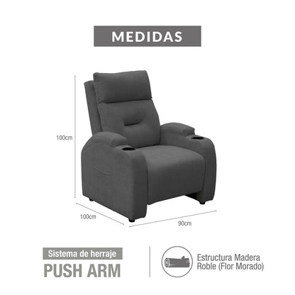 Silla reclinable logan 1 puesto estatico microfibra gris