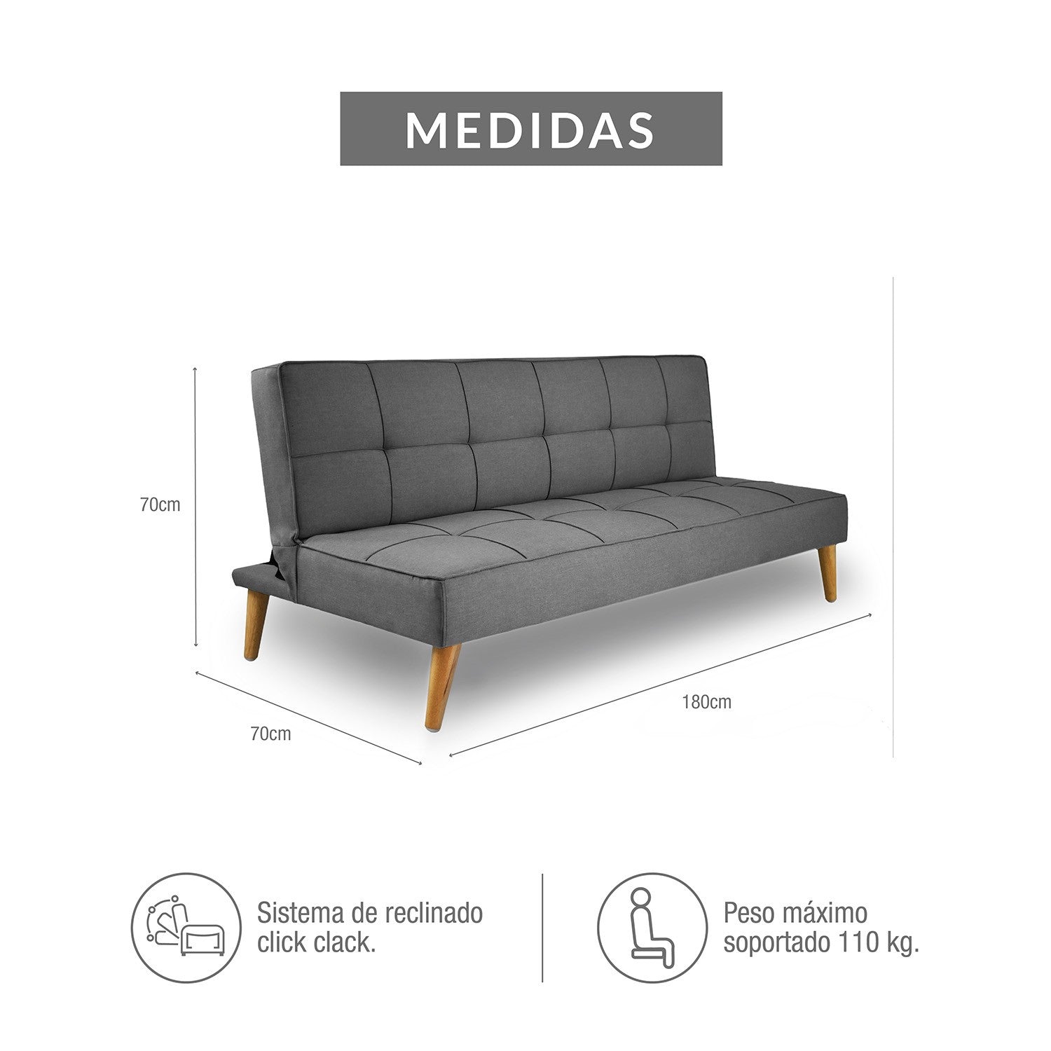 Sofa cama new dax microfibra gris oscuro