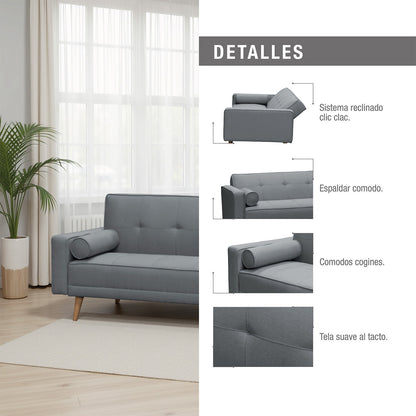 SOFA CAMA JACK MICROFIBRA GRIS OSCURO