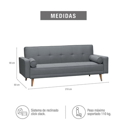 SOFA CAMA JACK MICROFIBRA GRIS OSCURO
