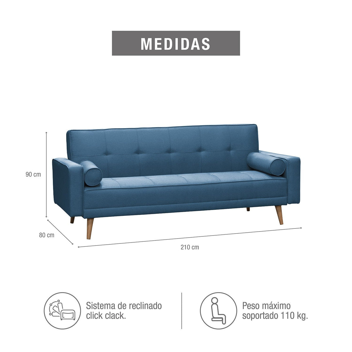 Sofa cama jack microfibra azul